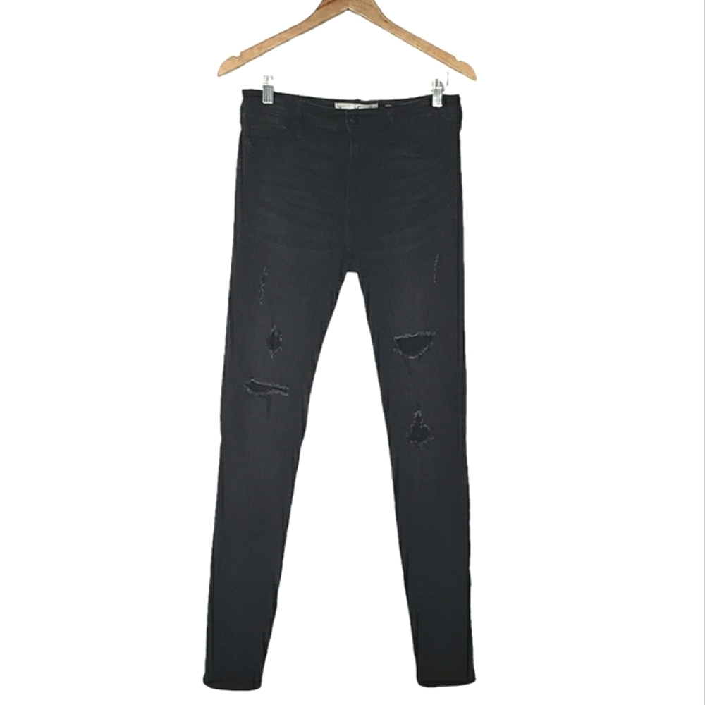 Hollister Black Distressed High Rise Super Skinny Jeans Size 9L Long 29W 32L‎